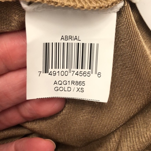 BCBGMAXAZRIA Gold Abrial Asymmetric Dress Extra Small - Picture 7 of 8